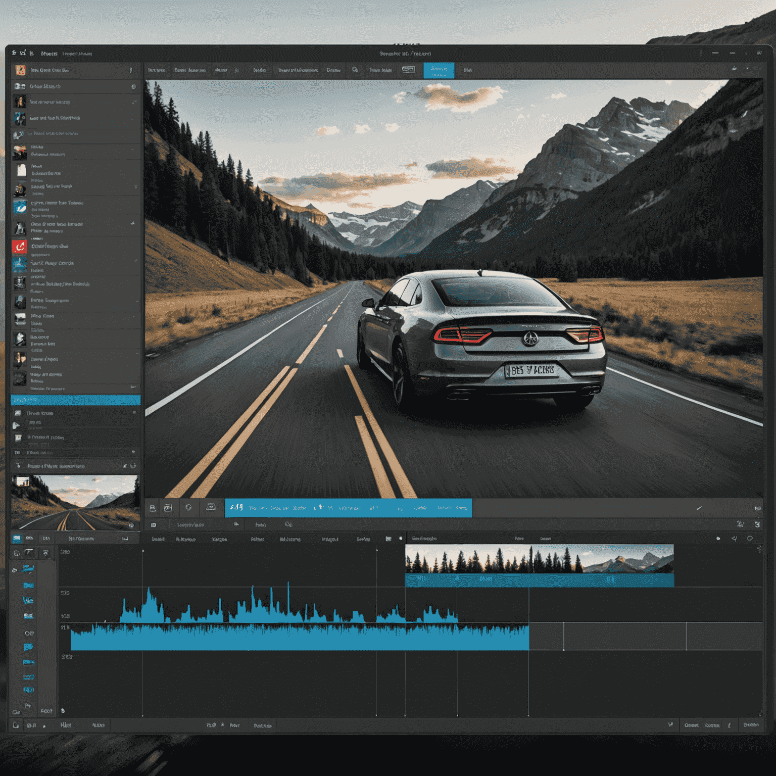 Video editing interface with timeline, preview window, and editing tools