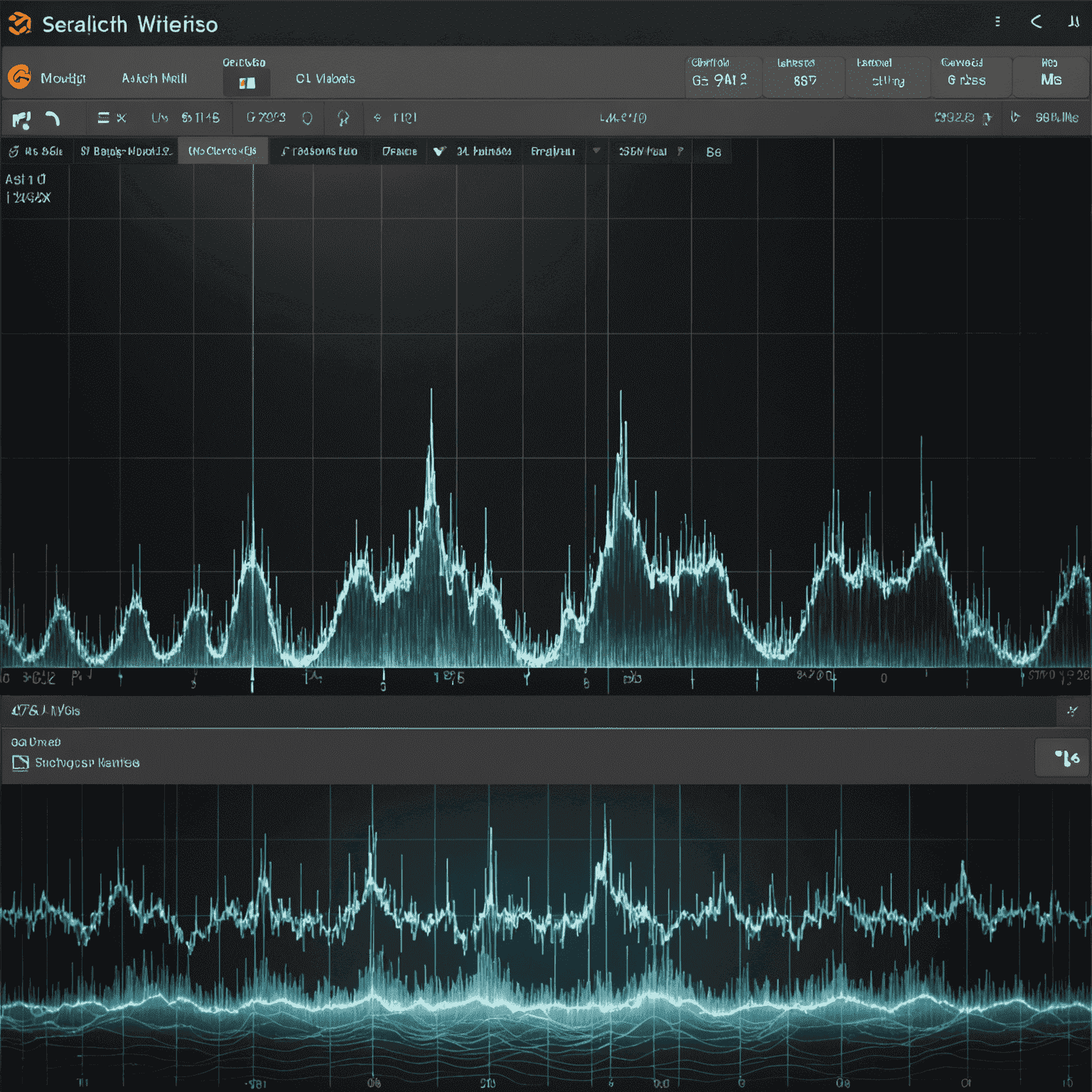 Video thumbnail before audio enhancement, showing waveform with noise and unbalanced levels