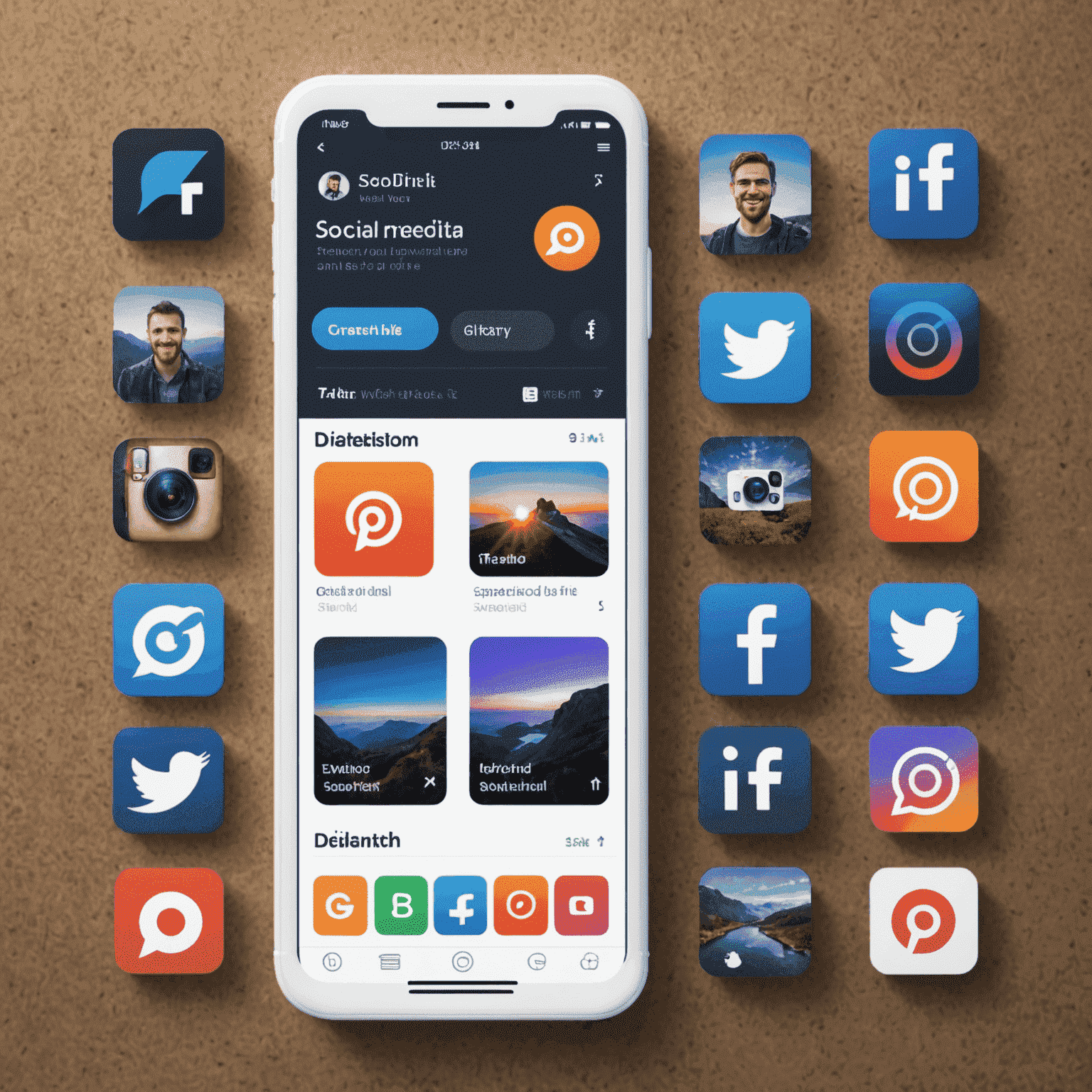 Social media sharing interface with icons for various platforms and a preview of the video to be shared