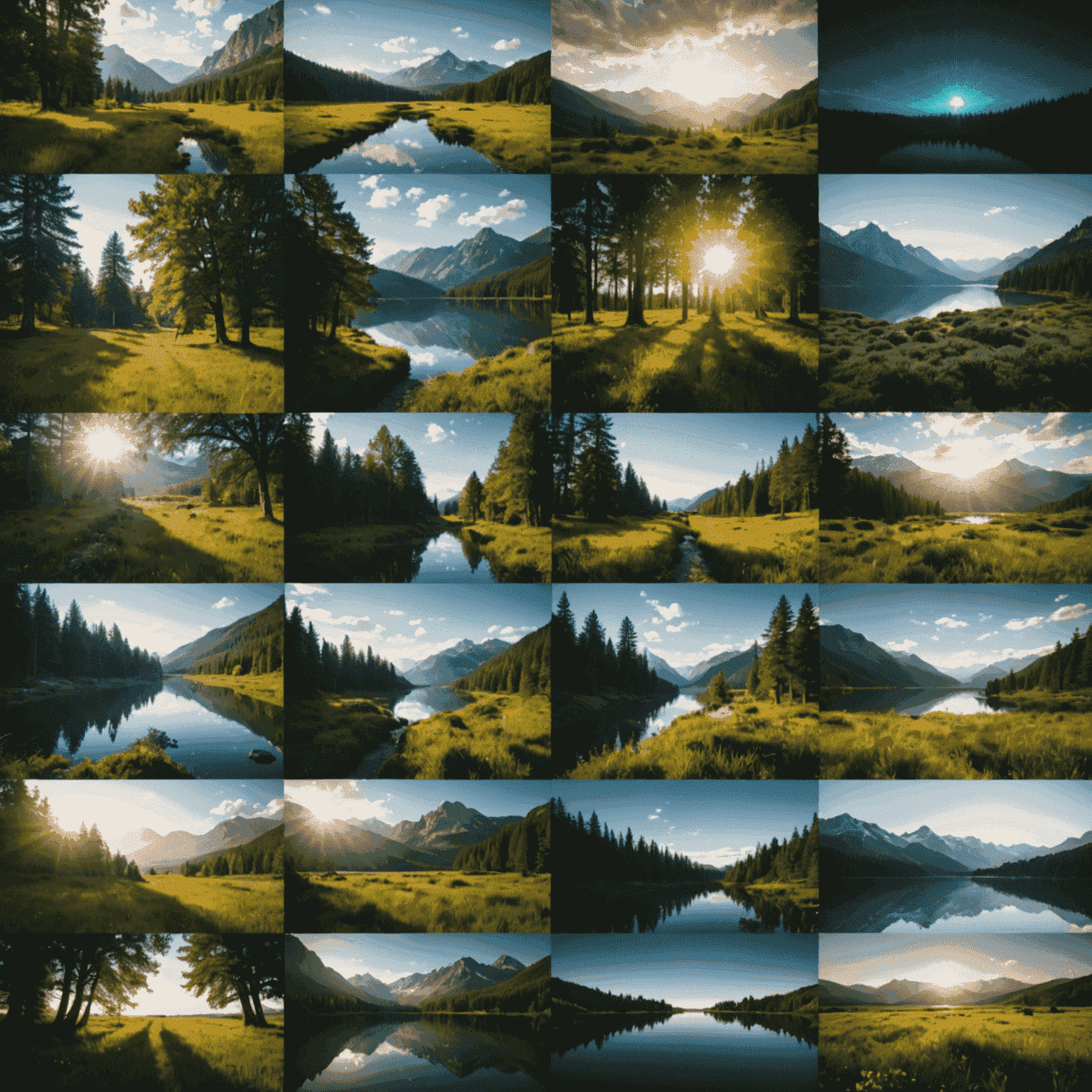 Visual effects library showcasing various filters and transitions