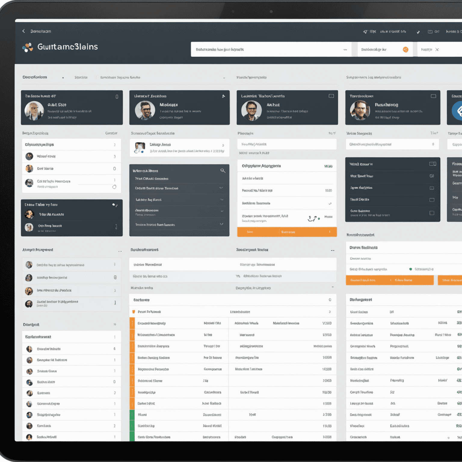 A dashboard showing project timelines, team member assignments, and task lists for video projects