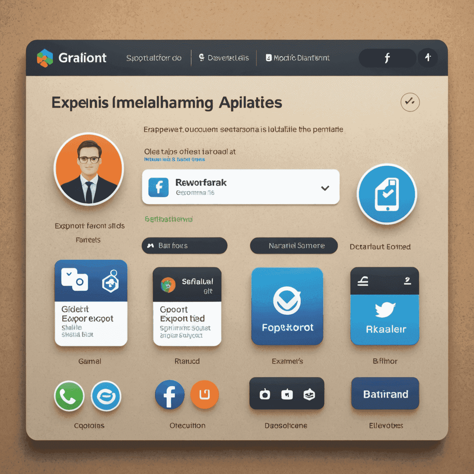 Export options panel with various formats and social media sharing buttons